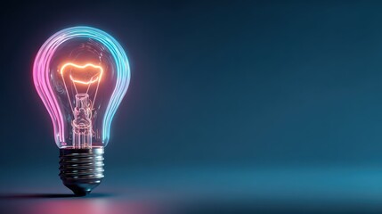 Glowing lightbulb on blue shows creative concept with innovation. Use this for ideas, solutions, or innovative business thinking.