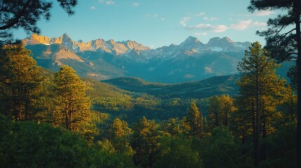 Breathtaking View of Rocky Mountain Peaks 