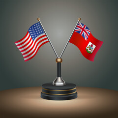United States (USA) relations and Bermuda table flag with gradient color background