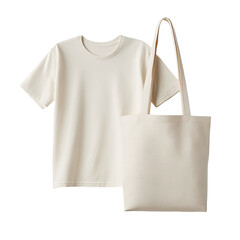 Cream-colored t-shirt and tote bag