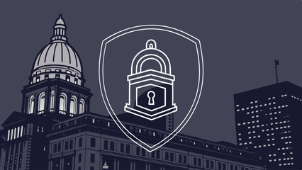 Government Building Security Shield Illustration.