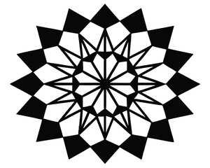 A geometric star pattern in black and white is displayed Ai Generated