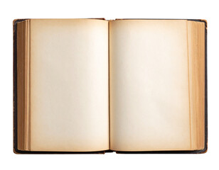 Fototapeta premium Open Book with Folded Corners and Aged Pages, Top View PNG