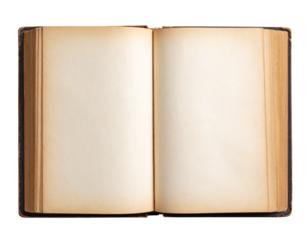  Open Book with Folded Corners and Aged Pages, Top View PNG