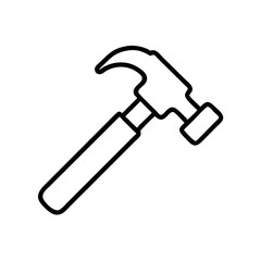 Hammer tool in minimalist design with black outline  