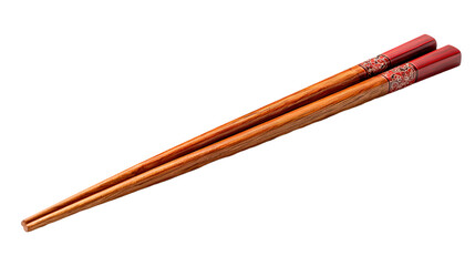 Elegant Wooden Chopsticks with Red Embellishments 