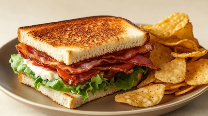 Grilled BLT Sandwich with Crispy Potato Chips