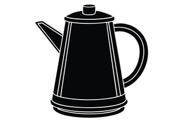 Obraz premium Black and White Illustration of Vintage Coffee Pot with Handle and Spout