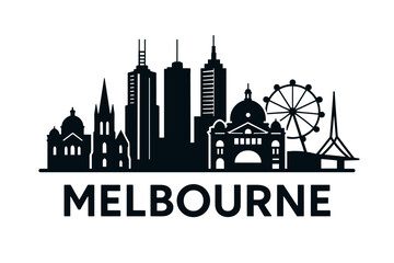 Melbourne skyline with iconic buildings and landmarks