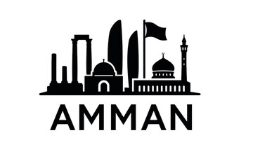 Obraz premium Amman city skyline with iconic buildings and landmarks