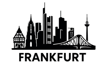 Fototapeta premium City skyline with iconic buildings and landmarks of Frankfurt