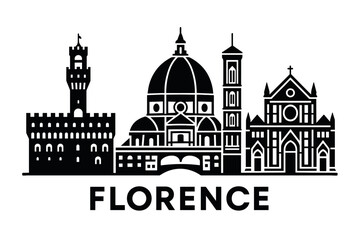 City skyline with iconic buildings and landmarks of Florence