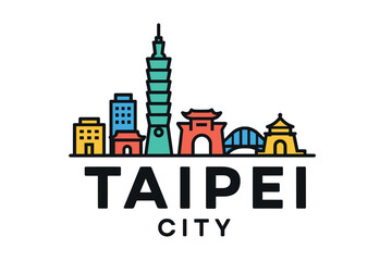 Obraz premium City skyline with iconic buildings and landmarks of Taipei