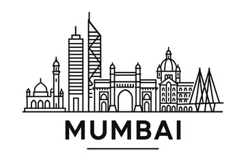 Fototapeta premium City skyline with iconic buildings and landmarks of Mumbai