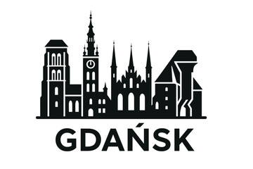 City skyline with iconic buildings and landmarks of Gdańsk