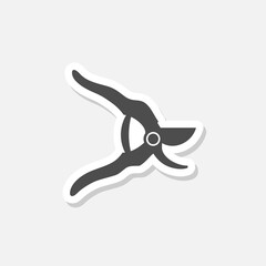 Pruning shears icon sticker isolated on gray background