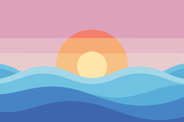 Ocean Sunrise with Soft Waves and Pastel Sky Gradient