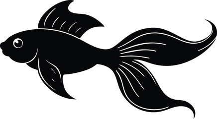 Elegant goldfish silhouette for aquatic themed posters and prints