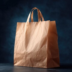 Brown paper shopping bag, studio shot