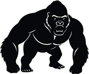 Walking gorilla silhouette for wildlife poster and print design