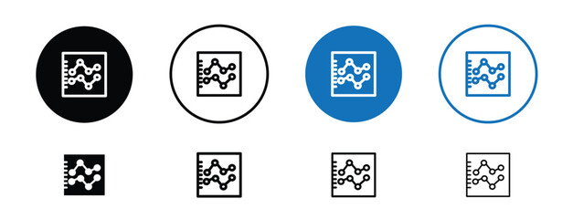 set of pixel perfect colored Analytics icon, 1 silhouette, 1 Unexpanded, Bar or line chart symbolizing performance or data analysis.