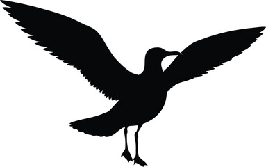 Seagull silhouette with wings stretched vector for coastal branding