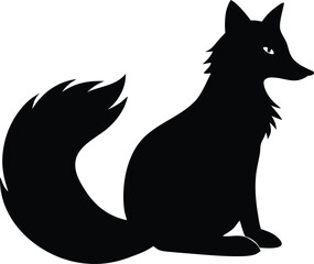 High quality sitting fox silhouette for stickers and packaging