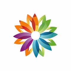 Colorful Abstract Flower Design Logo