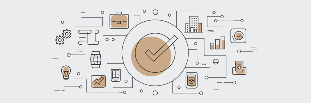 Vector branding mockup with checkmark and business icons – Great for business visuals, corporate websites, or design presentation templates