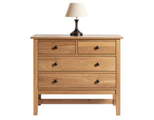 Fototapeta premium Classic Bedside Table with Lamp, Front View, Transparent Background