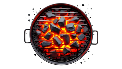 Burning Charcoal Grill, isolated on white background