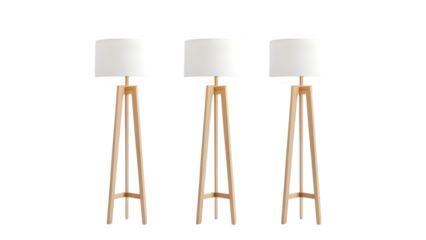 set of Modern Floor Lamps Trio, isolated on white background