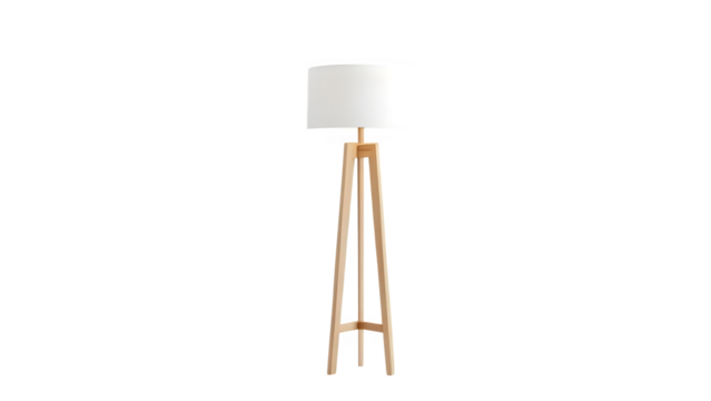 Modern tripod floor lamp, isolated on white background - Powered by Adobe