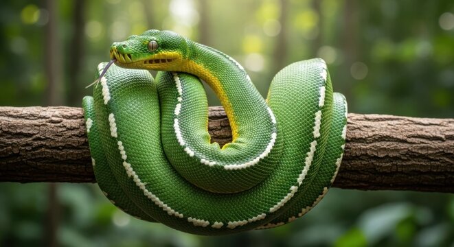 green snake in the grass