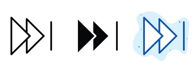 set of pixel perfect colored Forward icon, 1 silhouette, 1 Unexpanded, Single arrow indicating movement or sending forward.