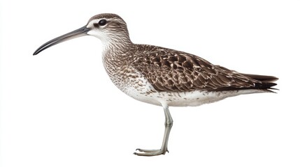Obraz premium Whimbrel bird isolated on white background, profile view.