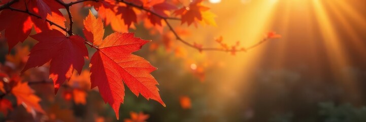 Crisp autumn leaves, vibrant reds and golds, natural sunlight , park, background, ground