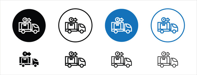 set of pixel perfect colored In transit icon, 1 silhouette, 1 Unexpanded, Package or item in motion, used in logistics or delivery tracking.