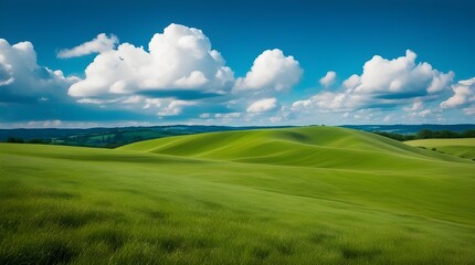 Obraz premium green field with blue sky