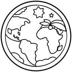 Save the Earth Line Drawing Illustration