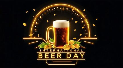 Celebrate international beer day with a frothy glass of amber ale under a neon glow arch