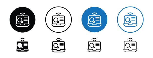 set of pixel perfect colored Research icon, 1 silhouette, 1 Unexpanded, Magnifying glass over document indicating research or analysis.