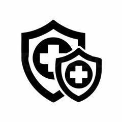 Obraz premium Medical Insurance Shield Icon Representing Health Protection and Safety in Black and White
