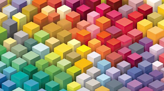Fototapeta Colorful geometric cubes in a vibrant color palette.