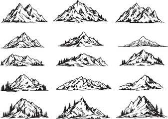 Mountain landscape vector line art minimalist design inspired calmness invited serenity