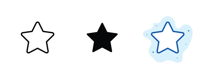 Obraz premium set of pixel perfect colored Star icon, 1 silhouette, 1 Unexpanded, Single star symbol for favorite, rating, or highlight.