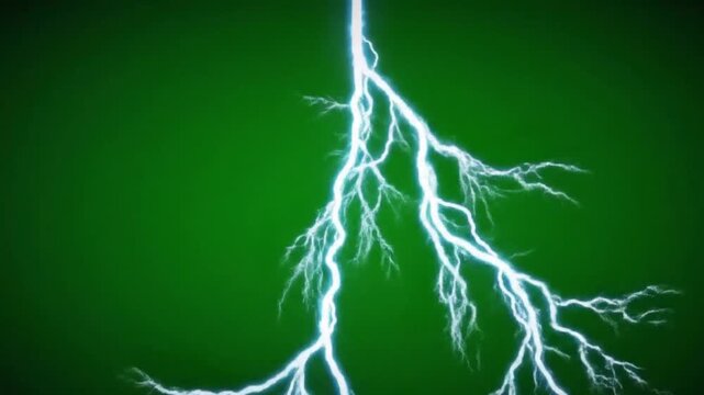Electric Bolt:  Green Screen Lightning VFX &acirc;&euro;&ldquo; Seamless Loop, High-Resolution 4K, Dramatic Energy, Powerful Visual Effects, Intense White Flash, Cinematic Style, Perfect for Motion Graphics, VFX Compo