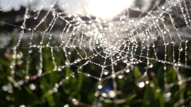 A close-up of a spider web glistening with morning dew drops High quality natural video footage
4k cenamatic video short