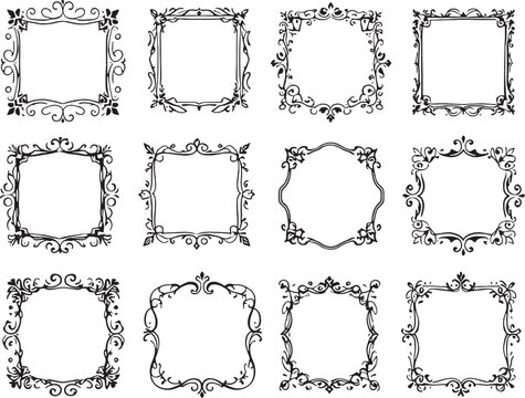Vintage frame design line art invited charm simplicity detailed delicate patterns