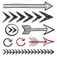 Hand-drawn Arrow Graphics: Tribal, Bohemian Style, Navigation Icons, Design Elements, Vector Illustration.